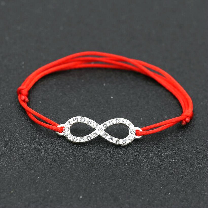 2 teile/satz Frauen Silber Farbe Kristall Zirkon 8 Unendlichkeit Armbinde flechten verrotten Seil Gewinde Armbinde Für Paare freundlicher Mädchen Liebe