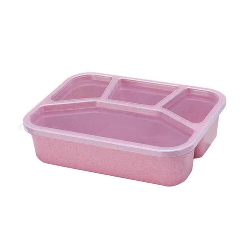 Kids Adult Magnetron Vier Grid Lunchbox Onafhankelijke Rooster Bento Box Lunch Box Draagbare Voedsel Container Servies Keuken Gereedschap: Roze