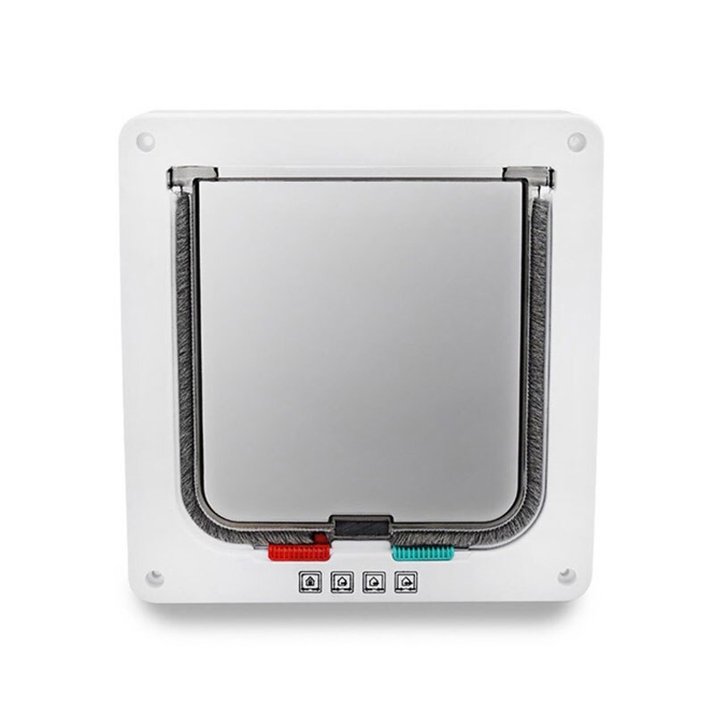 Pet Dog Door Lockable Household Doghole Automatic Safe Entry Frame Screen Dog Cat Gate Door Puppy Animal Hole: White / M