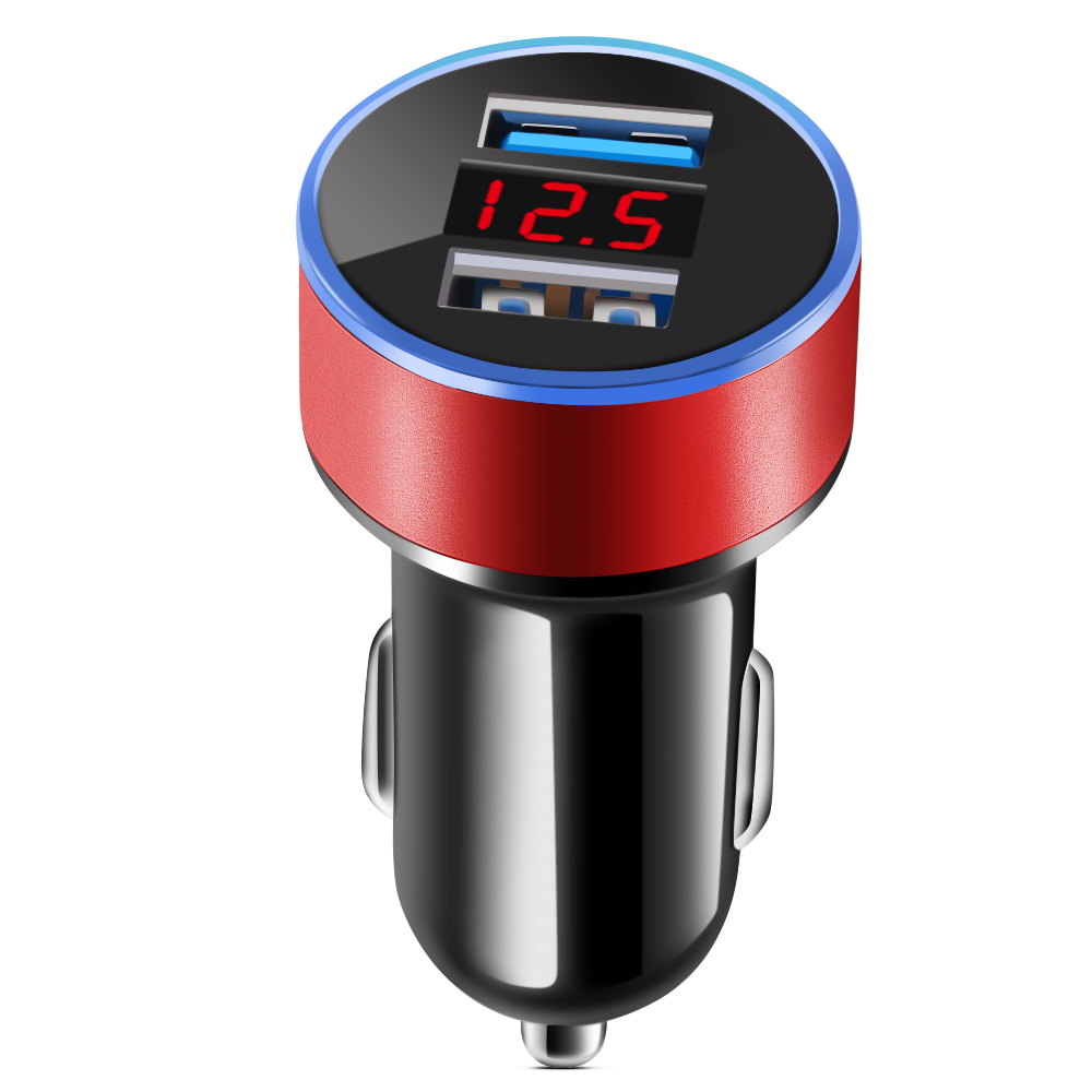 Carregador de carro 3.1a carga rápida porta usb dupla display led para mercedes benz w211 w203 w204 w210 w124 amg w202 cla w212 w220: Vermelho