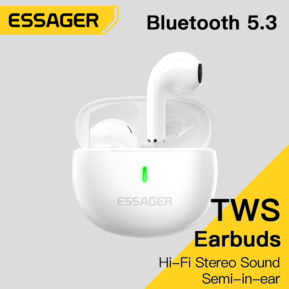 Essager Wireless Bluetooth 5,3 Kopfhörer Tws Ohrhörer Mini Headsets mit Lade koffer Mikrofon Semi-In-Ear-Ohrhörer für alle Telefone