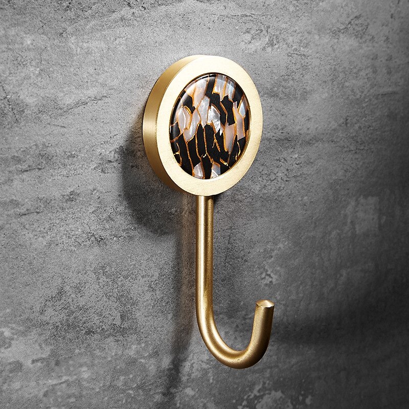 Self Stick Gold Brass Shell Decorative Wall Hooks Towel Rack Coat Hook Bath Jewelry Key Hangers Hallway Wall Clothes Bags Hook: A089-3
