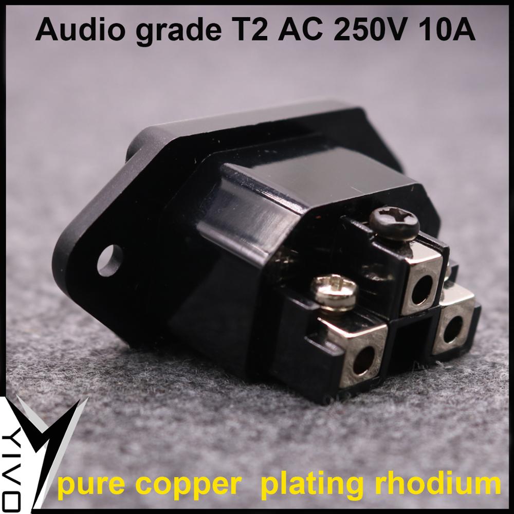 4-Piece YIVO Audio Grade T2 AC Power Socket - Brass Copper Rhodium Plated IEC Inlet Plug