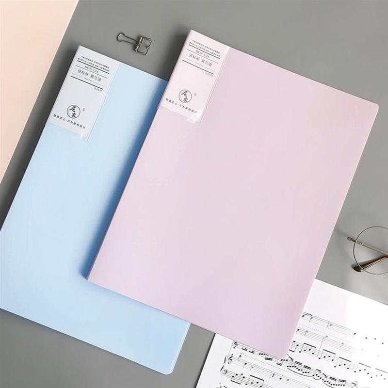 2Pcs Plastic File Folders A4 File Holders Multi-function Document Holders Booklet File Bag 30 pages Office Stationery