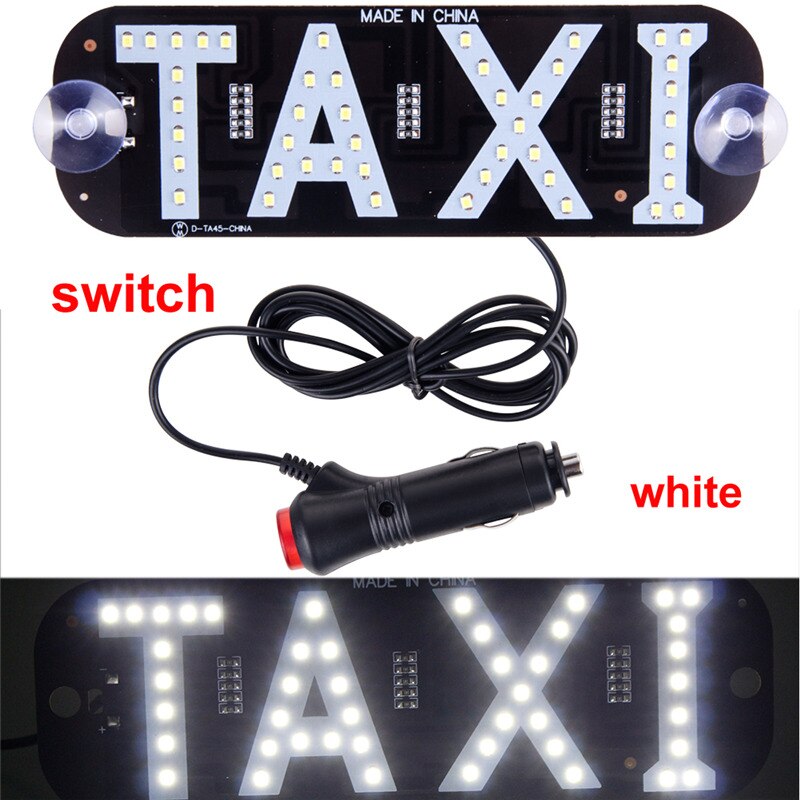 Werbung Licht für Taxi Tafel Zeichen 12V LED Auto Ladegerät Windschutzscheibe Taxi Anzeige Signal Licht Windschutzscheibe Lampe Taxi oben licht: Ladegerät schalten Weiß