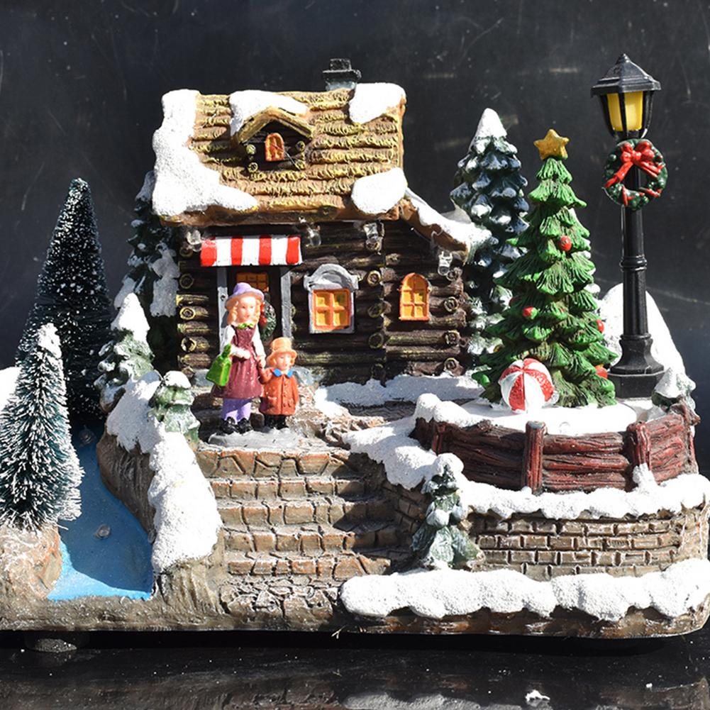 Weihnachten Leuchtende LED Licht Musik Haus exquisit Handwerk Hütte Weihnachten Baum Santa Claus Dekorationen Ornament