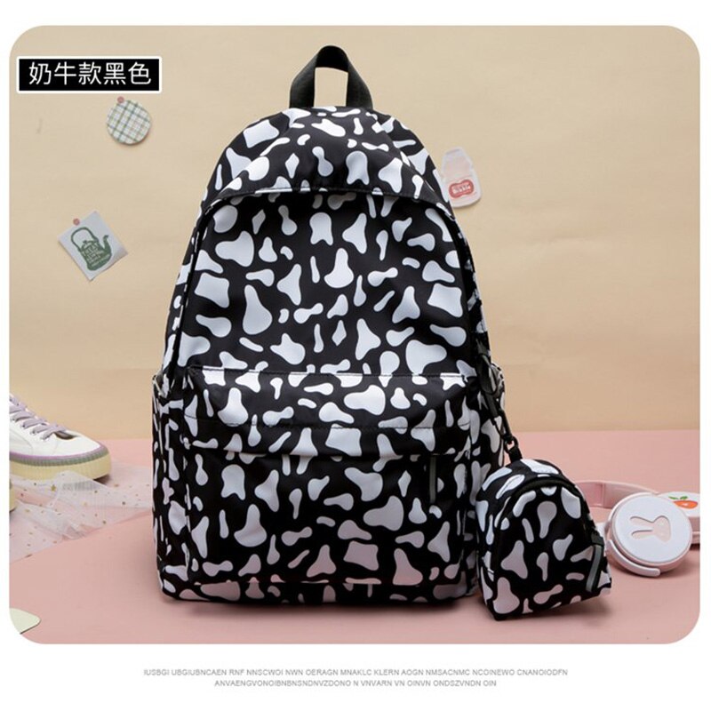 2PCS Nylon Backpack Women Zebra Pattern Daypack Laptop Bag Travel Shoulder bag Large Capacity Outdoor Student School Bag: B backpack