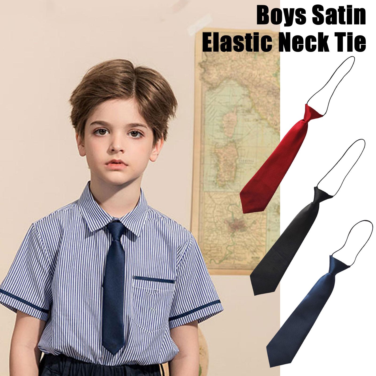 Corbata de cuello elástica de satén preatada para niños, corbata corta para niños, Linda decoración para traje de combinación para niños, corbata de uniforme, accesorios Casuales