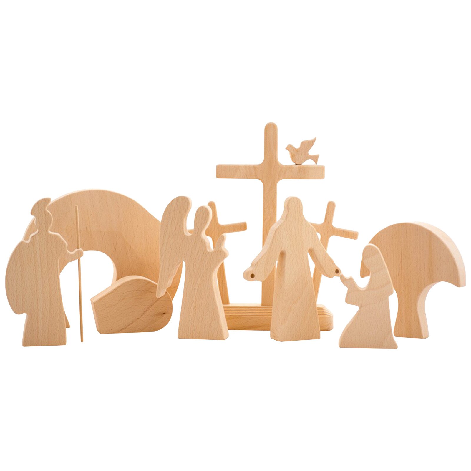 4# Easter Resurrection Scene Wooden Decoration Easter Decor Wooden Cross Resurrection Scene Decor Wooden Nativity Eggs Natividad: B