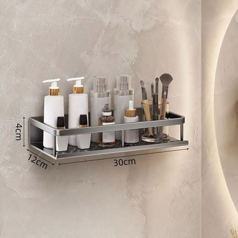 Bathroom Shelves Corner Shower Shelf Aluminum Wall Mount Shampoo Storage Rack Holders No Drill Kitchen Bathroom Accessories: WHITE