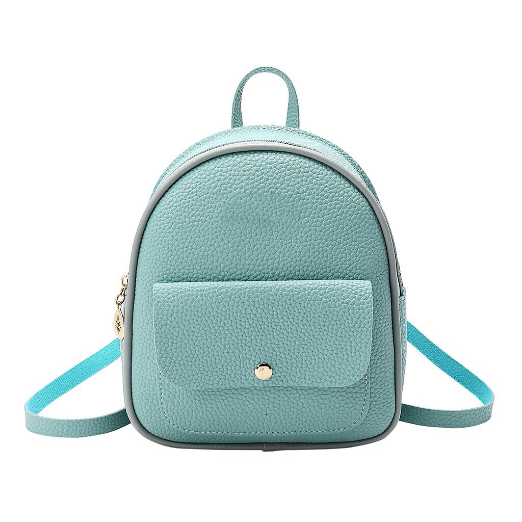 Women Shoulders Small Backpack Letter Purse Mobile Phone Simple Ladies Travel Bag Student School Backpacks: Blue