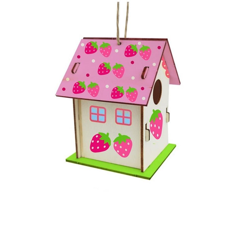 Wooden Home Decoration made with children DIY Hand Painted Crafts Graffiti Bird House Set 30ML: A