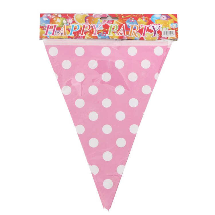 Dot Small Flags Birthday Party Wedding Scene Shopping Mall Activities Kindergarten Layout Banner Decoration Supplies: Pink