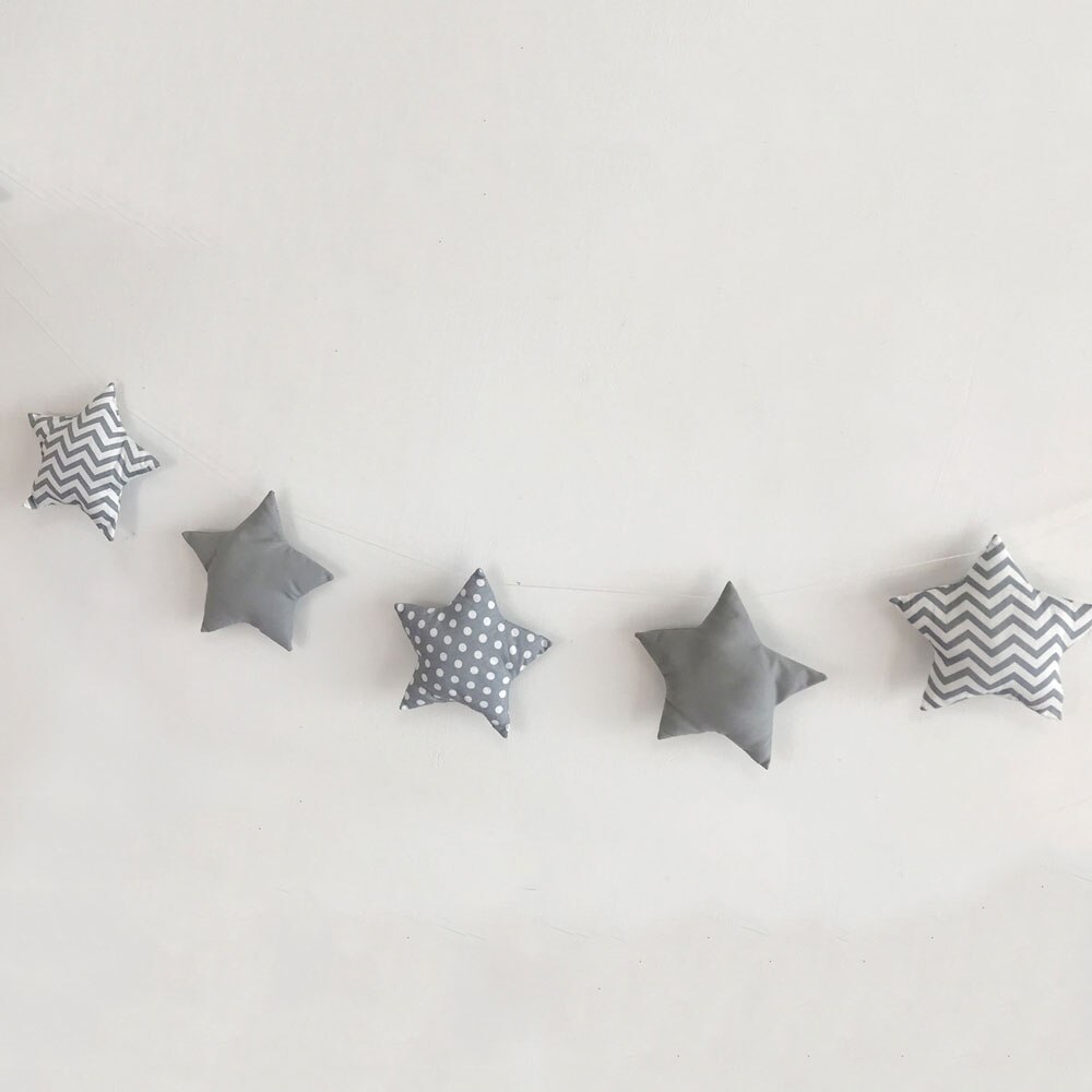 Nordique bébé chambre décoration tenture murale ornements à la main pépinière lune étoile guirlandes fille chambre décor Photo accessoires: QC0076-15