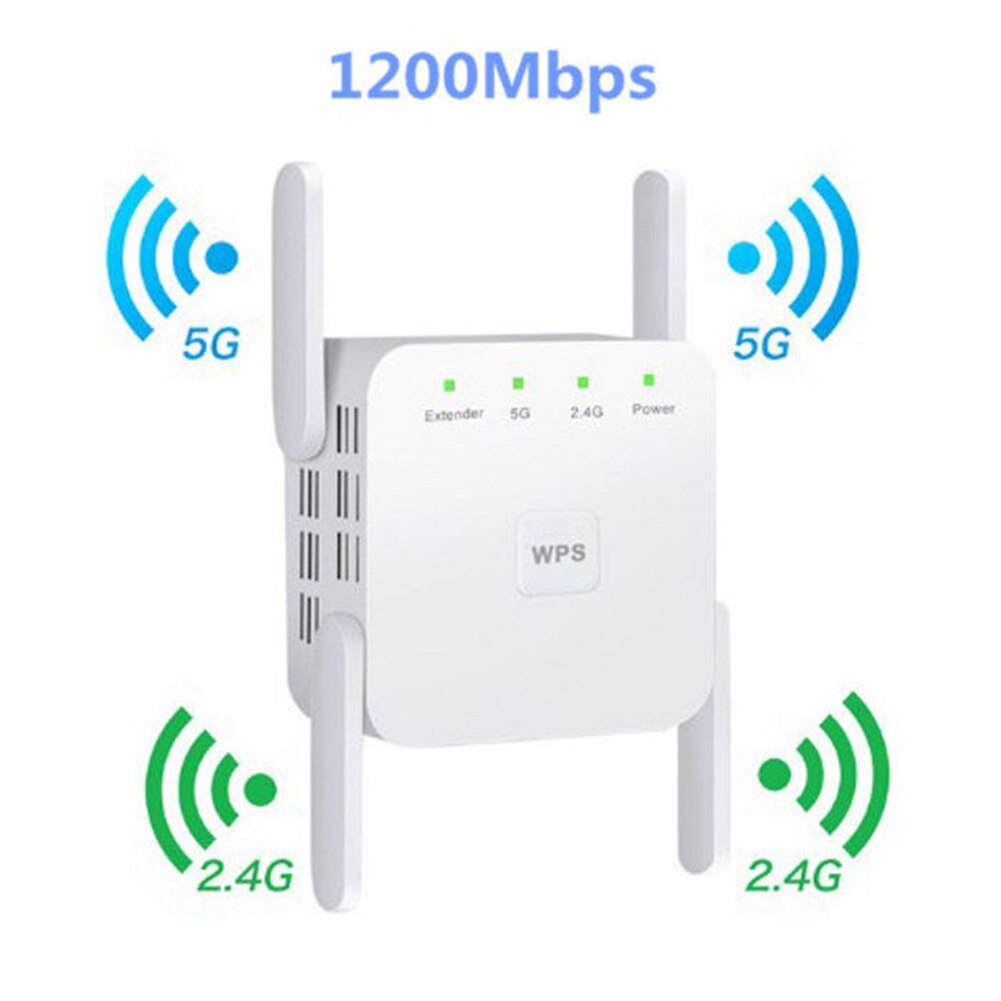 Punto di accesso del ripetitore del segnale WiFi 1200M spina ue ripetitore dell'amplificatore WiFi 4-Antenna per forniture di Computer per la cura dell'ufficio