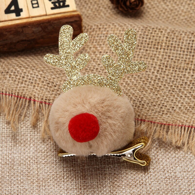 Épingles à cheveux de noël en bois de cerf, pinces à cheveux, pour enfants et adultes, accessoires de cheveux, de noël pour enfants, fournitures de fête,: Style 7