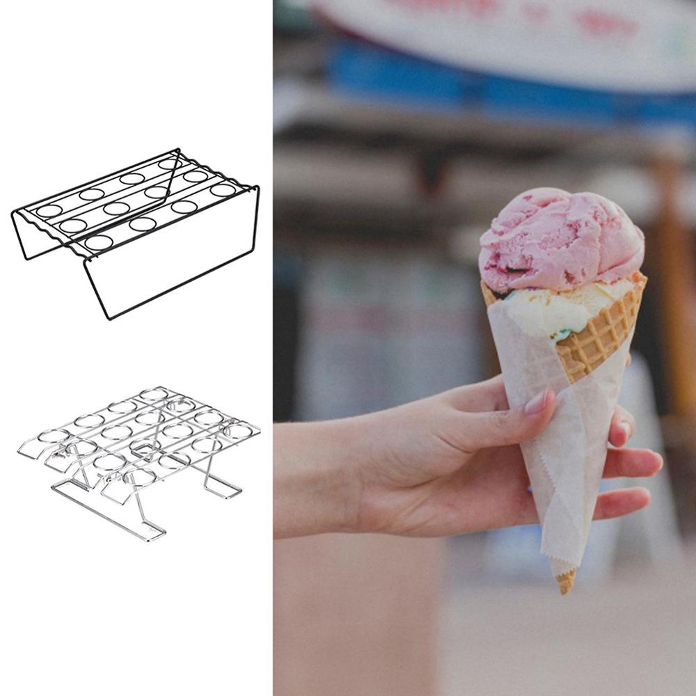 Stainless Steel Ice Cream Cone Display Rack Stand Diy Cone Holders Baking Cake Cone Cupcake Cooling Tray Holder Baking Rack 40P