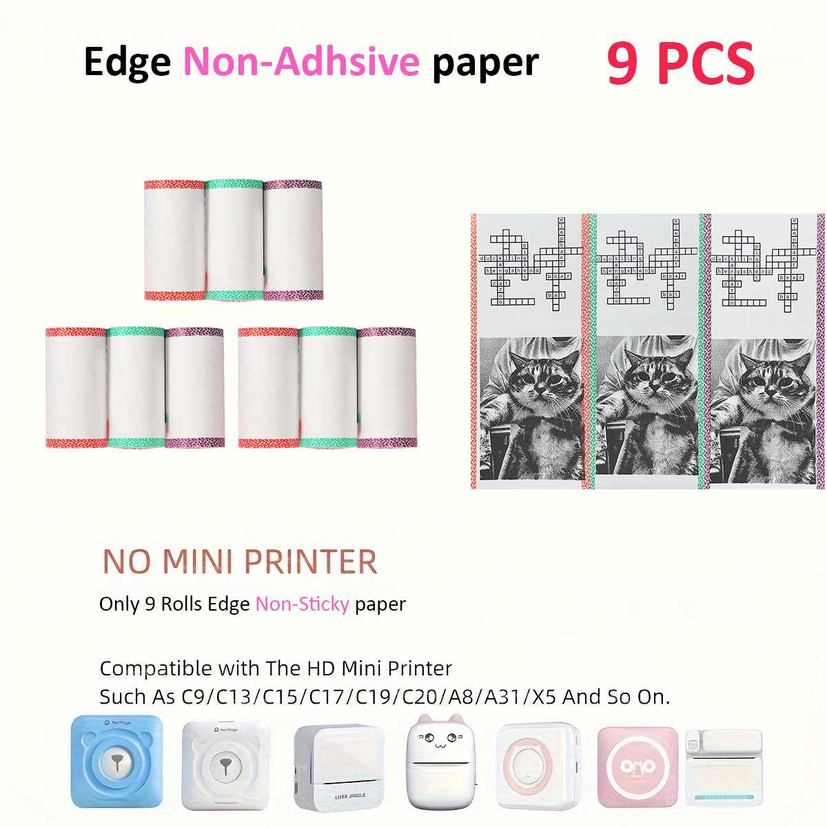 Mini Thermisch NO-Sticker Papier 57mm Voor Foto Foto Draagbare Printer Thermisch Papier Afdrukken Papier Voor Pocket Printers camera: Roze