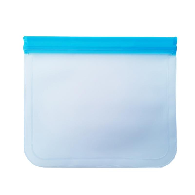 1 pakke genanvendelige madopbevaringsposer lækagesikker frysetaske madpakke til madopbevaring køkkenopbevaringstilbehør: Blå