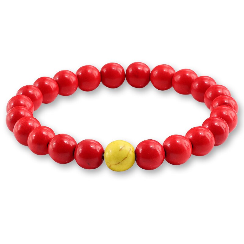 Neue verrotten Natürliche Türkisen Verkrustete Stein Charme 8mm Männer Strang Armbinde Femme Runde Perlen Buddha Armbänder Für Frauen Pulseira Schmuck: rot gelb