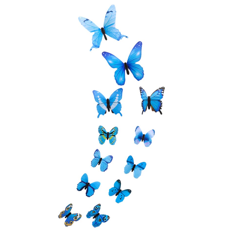 12 Pairs 3D DIY Wall Sticker Stickers Butterfly Home Decor Room Decorations Wall Stickers Poster Wallpaper: Blue