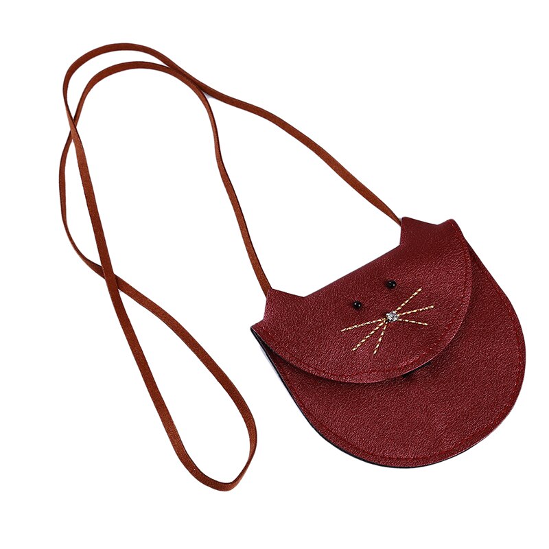 Heißesten Kleine Katze Umhängetasche Für Kinder Baby Mädchen Nette Katze Geldbörse Mini Schulter Tasche Kinder Kleine Tasche: wine red