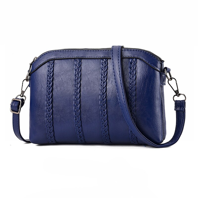 Yogodlns Double poches sacs à bandoulière en cuir souple PU femmes sac à bandoulière avec deux sangles épaule femme sacs de messager noir: Blue