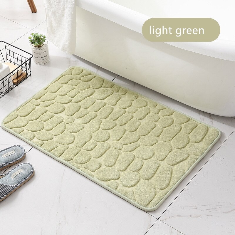 Alfombrilla de adoquines en relieve para baño, alfombra antideslizante para el suelo del baño, de espuma viscoelástica gruesa: light green / 50x80cm