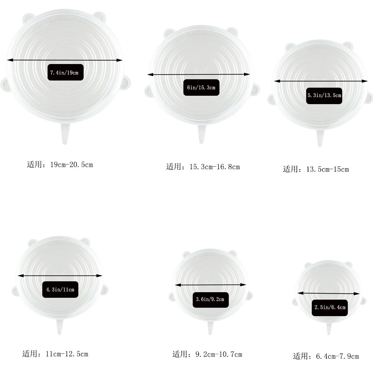 Food-Cover Stretch-Seal Film Transparent-Cover Kitchen-Accessories Food-Wrap Elastic Silicone Magic-Lid Reusable 6pcs