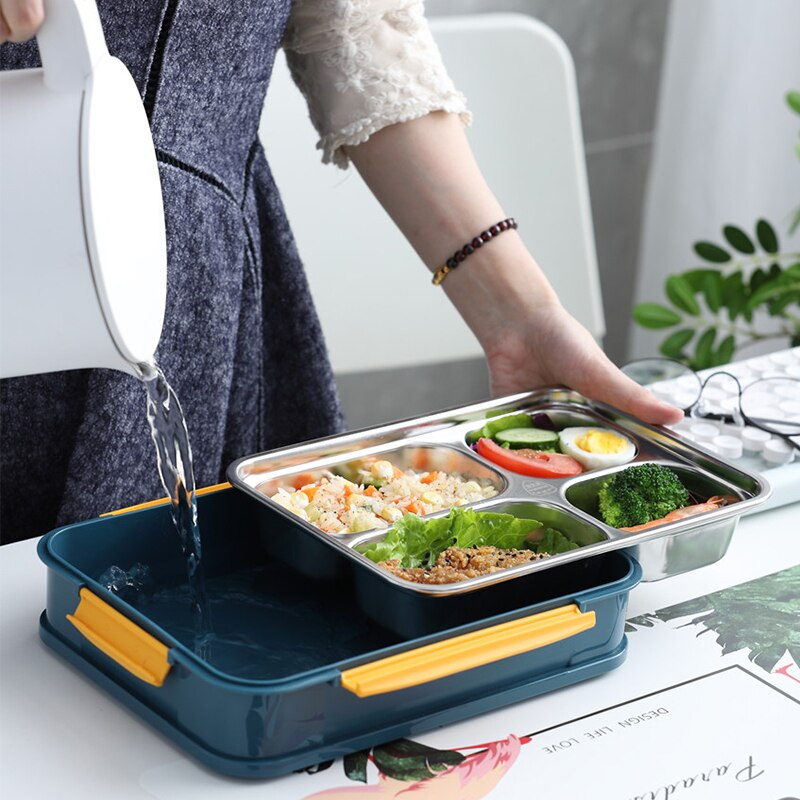 Bento Box Japanese Style Stainless Steel Lunch Box Food Warmer Leak-Proof Breakfast Lunch Box For Kids With Compartment Food Box