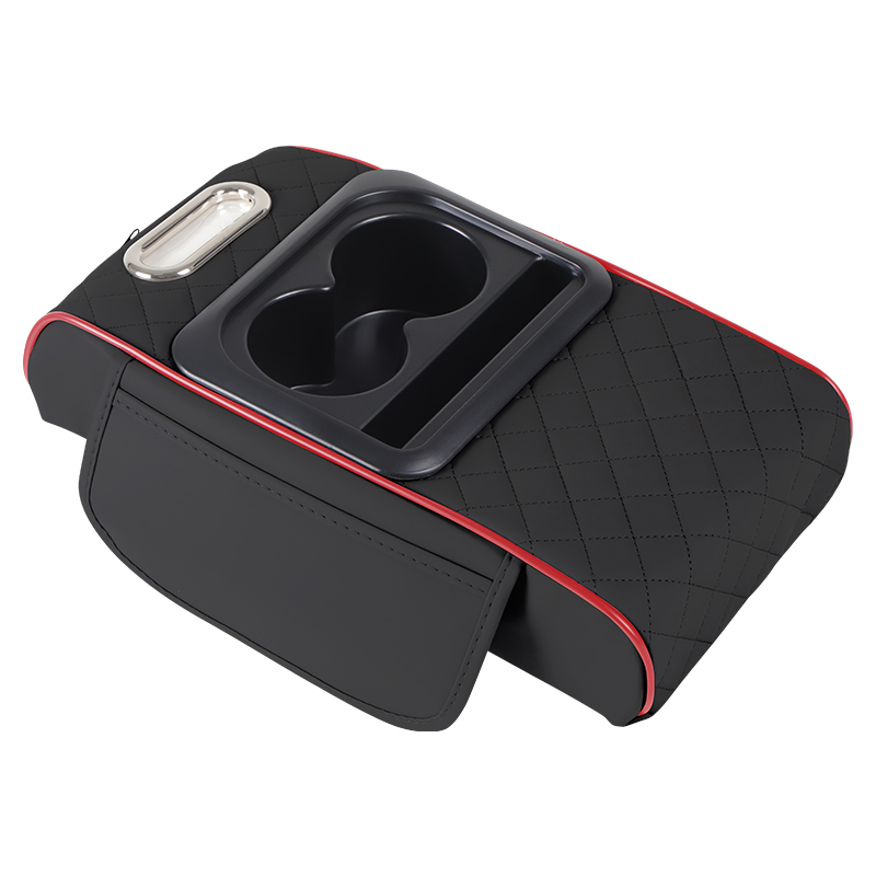 Opbergdoos voor auto-armsteun, organisator voor middenconsole voor auto's, verhogingskussen voor armleuning met bekerhouder, opbergdoos voor armleuning: Blauw