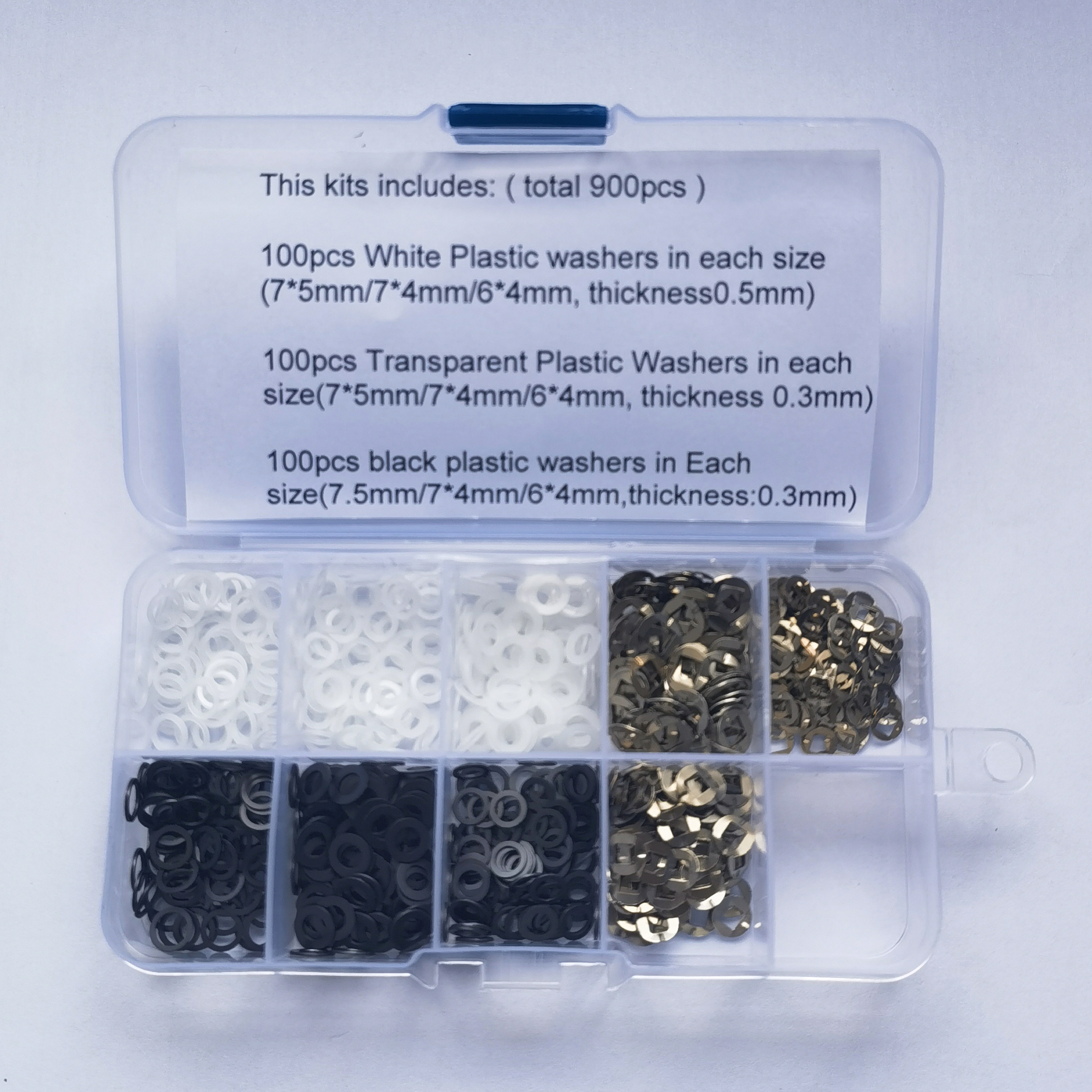 900 stks/partij in Doos Schaar Reparatie Kit Kappers Schaar Accessoire Plastic 7*5/7*4/6*4mm Ringen Kapper Salon Schaar Onderdelen