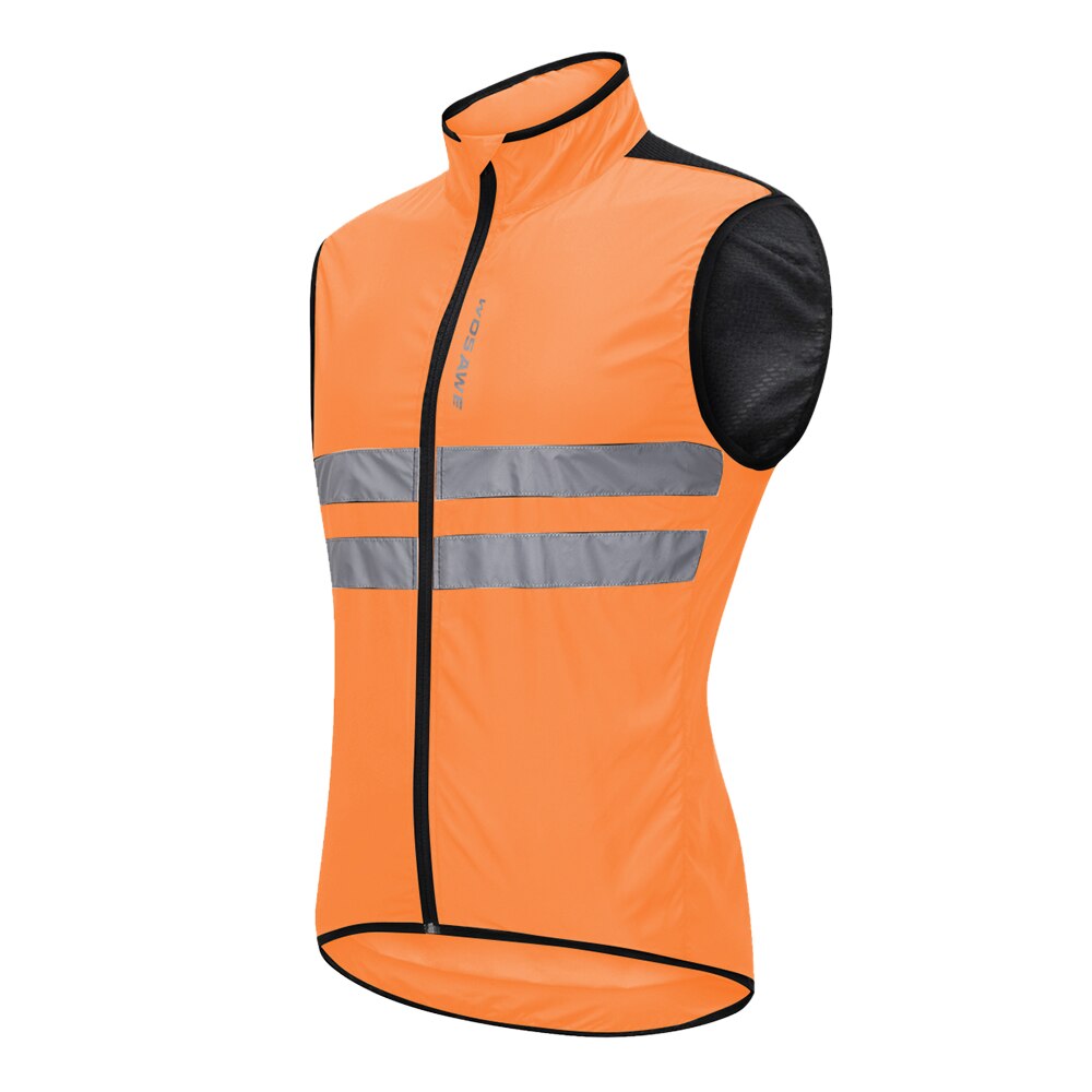 WOSAWE Männer der Motorrad Weste Reflektierende Gilet Voll Reißverschluss Reiter Hohe Sichtbarkeit Tasche Motorrad Lauf Sicherheit Weste: Orange / XL