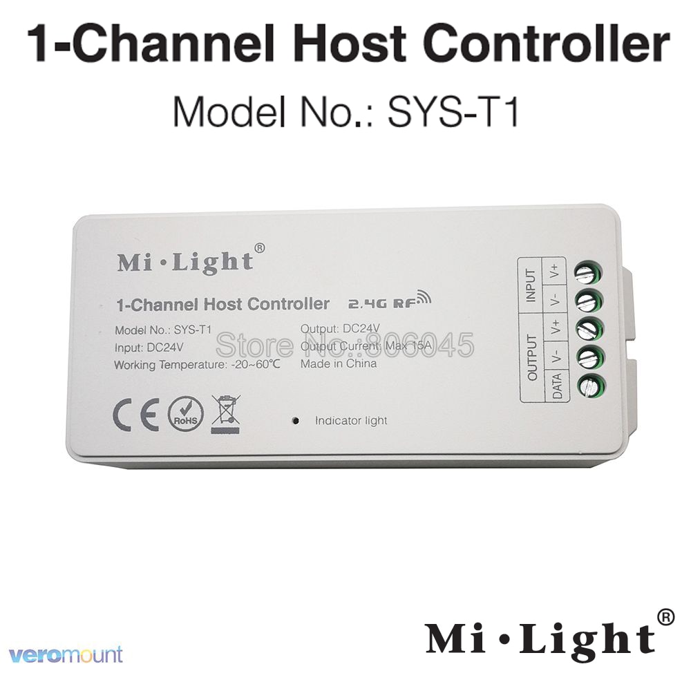 SYS-T1 Milight DC24V 360W 15A 1 canal hôte contrôleur WiFi DMX512 Alexa APP contrôle travail avec mi-light SYS série lampe à LED