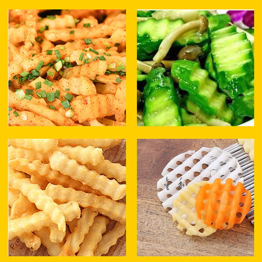 Rimpeluitvoering Cutter Keuken Slicer Rvs Wave Cutter Aardappel Golf Mes Franse Fry Cutter Groenten Koken Tool