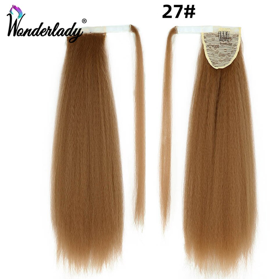 WonderLady Afro Yaki Straight Drawstring Ponytail Synthetic Hair Extensions Long Hairpiece Wrap Around Ponytail For Women Black: 27 SLQ26