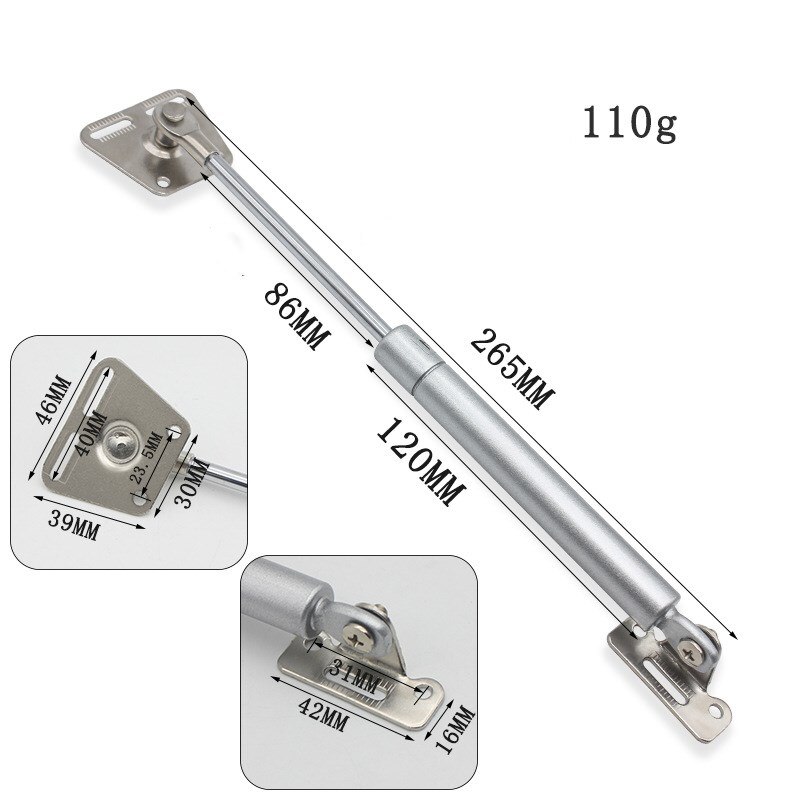 Hardware hydraulic telescopic rod pneumatic hydraulic support air support cabinet door support gas spring picture frame support: Silver