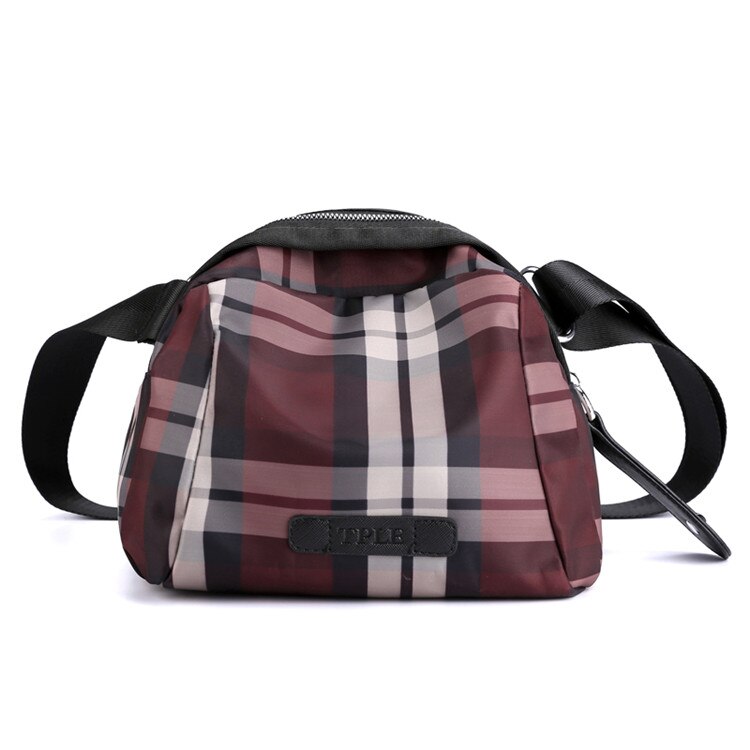 Women's Multi-function bag Shoulder bags Waist Packs Female Handbags Nylon Ladies Crossbody Bag girls Messenger Bag Bolsas: Burgundy Grid