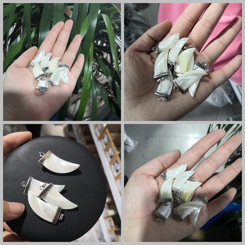 Natuurlijke witte hoorns tandvorm schelp hangers charme voor ketting accessoires sieraden maken diy ketting mooi accessoire