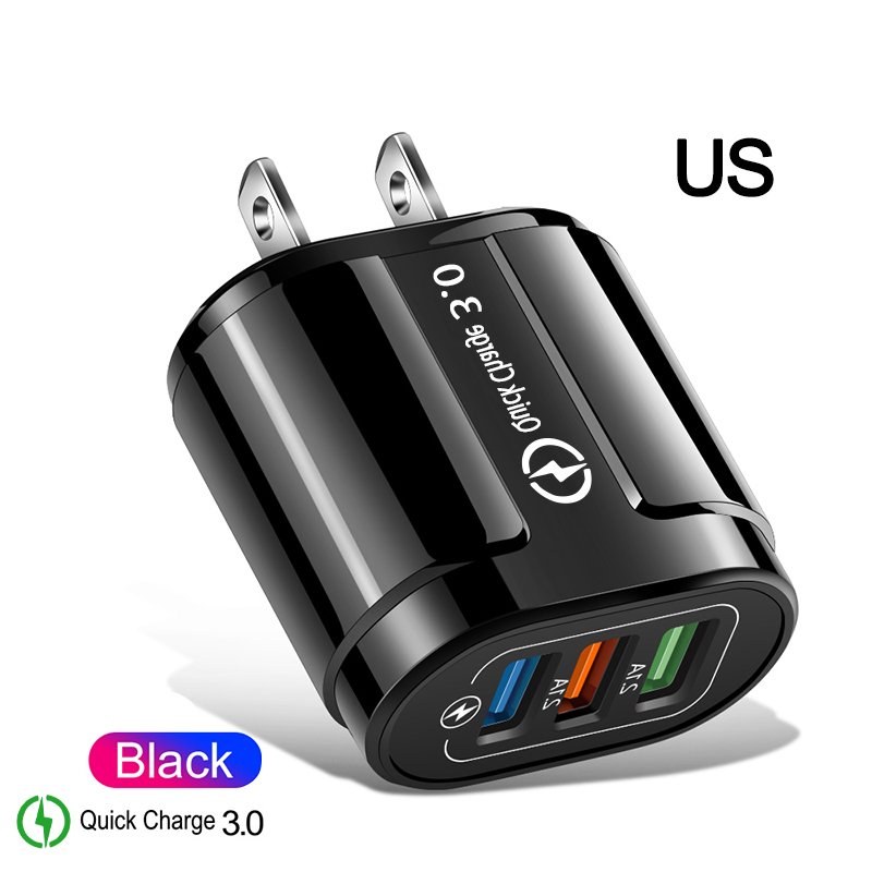 Qc3.0 carregador usb carga rápida 3.0 parede carregador rápido ue/eua plug para o iphone x 8 7 ipad xiaomi huawei telefone móvel samsung carregador: US Black