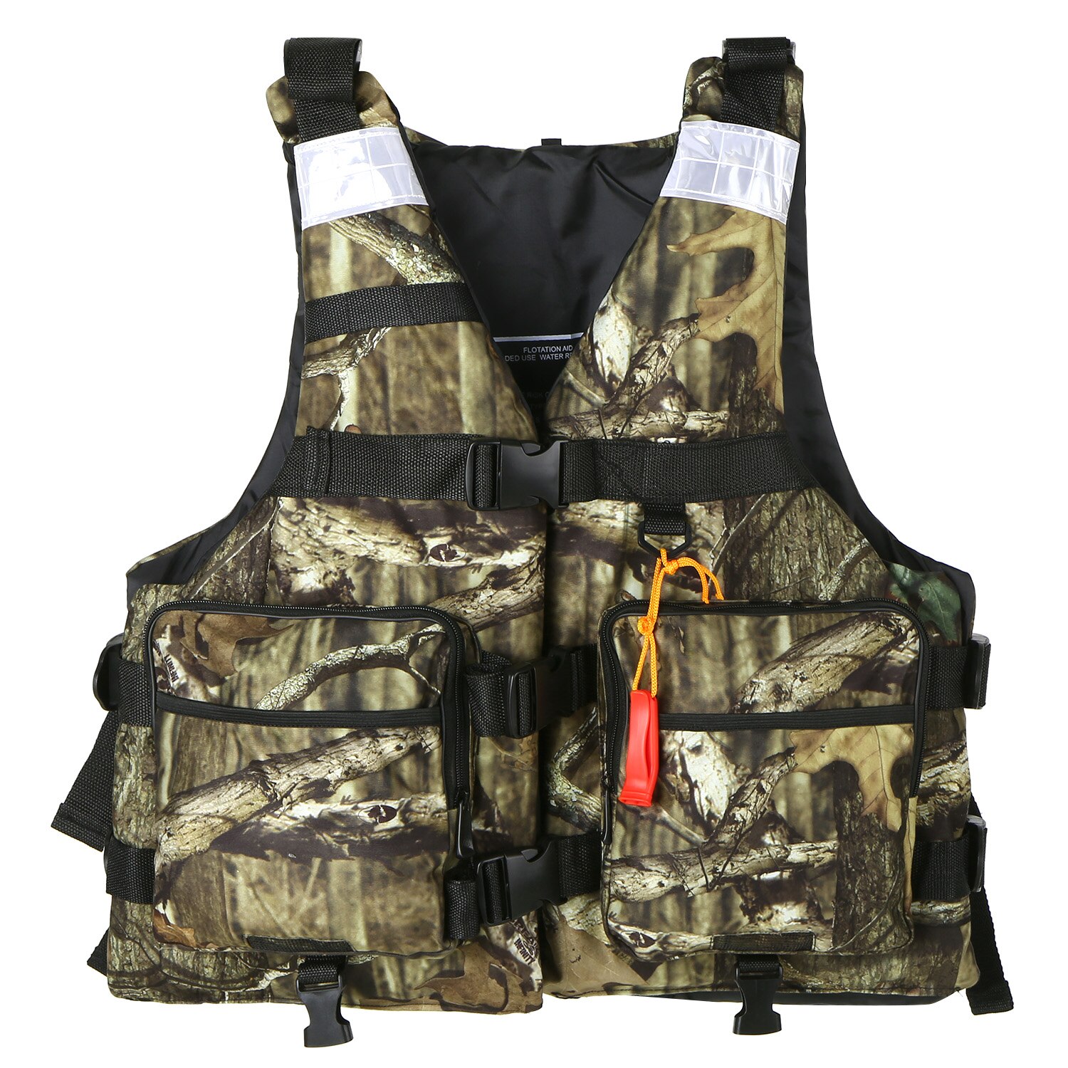 Gilet de sauvetage adulte veste Polyester natation nautisme Ski surf survie dérive gilet de pêche avec sifflet veste de sport nautique: Camouflage / XL