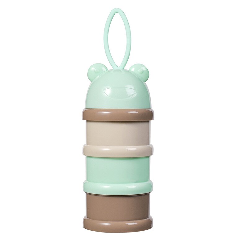 3 Layer Frog Style Portable Baby Food Storage Box Toddle Kids Formula Milk Container Essential Cereal Cartoon Milk Powder Boxes: Frog Green