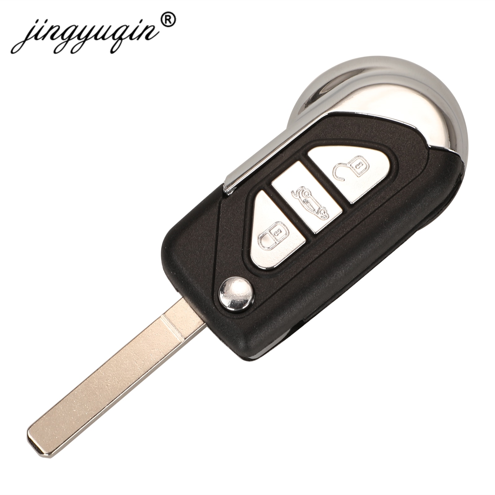 Jingyuqin Flip Afstandsbediening Sleutelhanger Case Shell Voor Citroen DS3 Voor Puegeot 2/3 Knoppen Ongesneden VA2 Sleutelblad Behuizing Cover