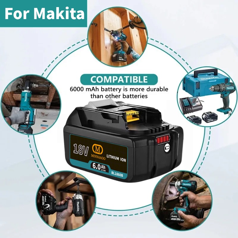 For Makita 100% Genuine 18V 6.0Ah/5.0Ah Li-ion Battery BL1860B BL1830 BL1850 BL1860b for Power Tools🔋