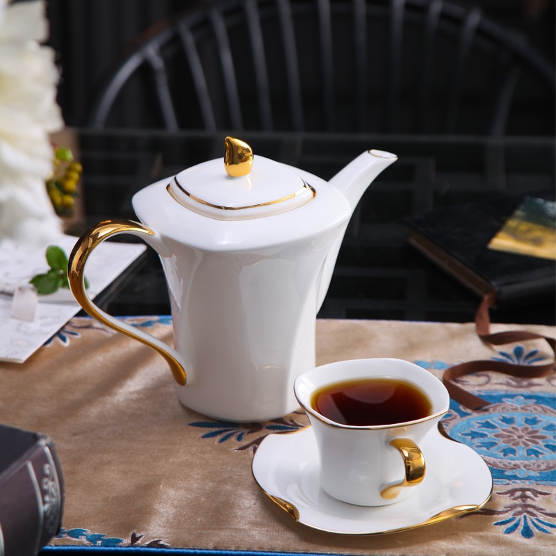 Royal glasur keramik guld eftermiddag sort te kopper underkopper ske kaffekop porcelæn taza cafe drikkevaresæt  ee50bd