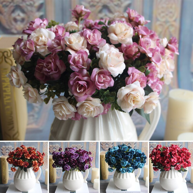 Austin 15 heads Autumn Silk Flowers Artificial Rose Wedding Party Home Floral Flower Arrangement Peony