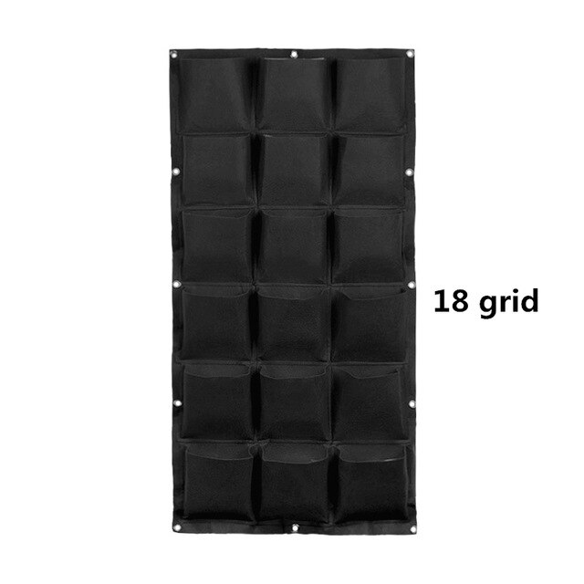 Wall Hanging Planting Bags 18/36/49/72 Pockets Green Grow Bag Planter Vertical Garden Vegetable Living Garden Bag Flowers Supply: 18 grid black
