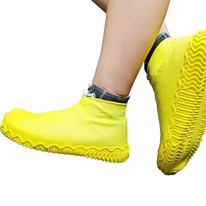 Waterdichte Schoen Cover Outdoor Regen Schoen Cover Dikke Slijtvaste Anti-Slip Schoen Cover Silicone Shoe Cover: YELLOW / S