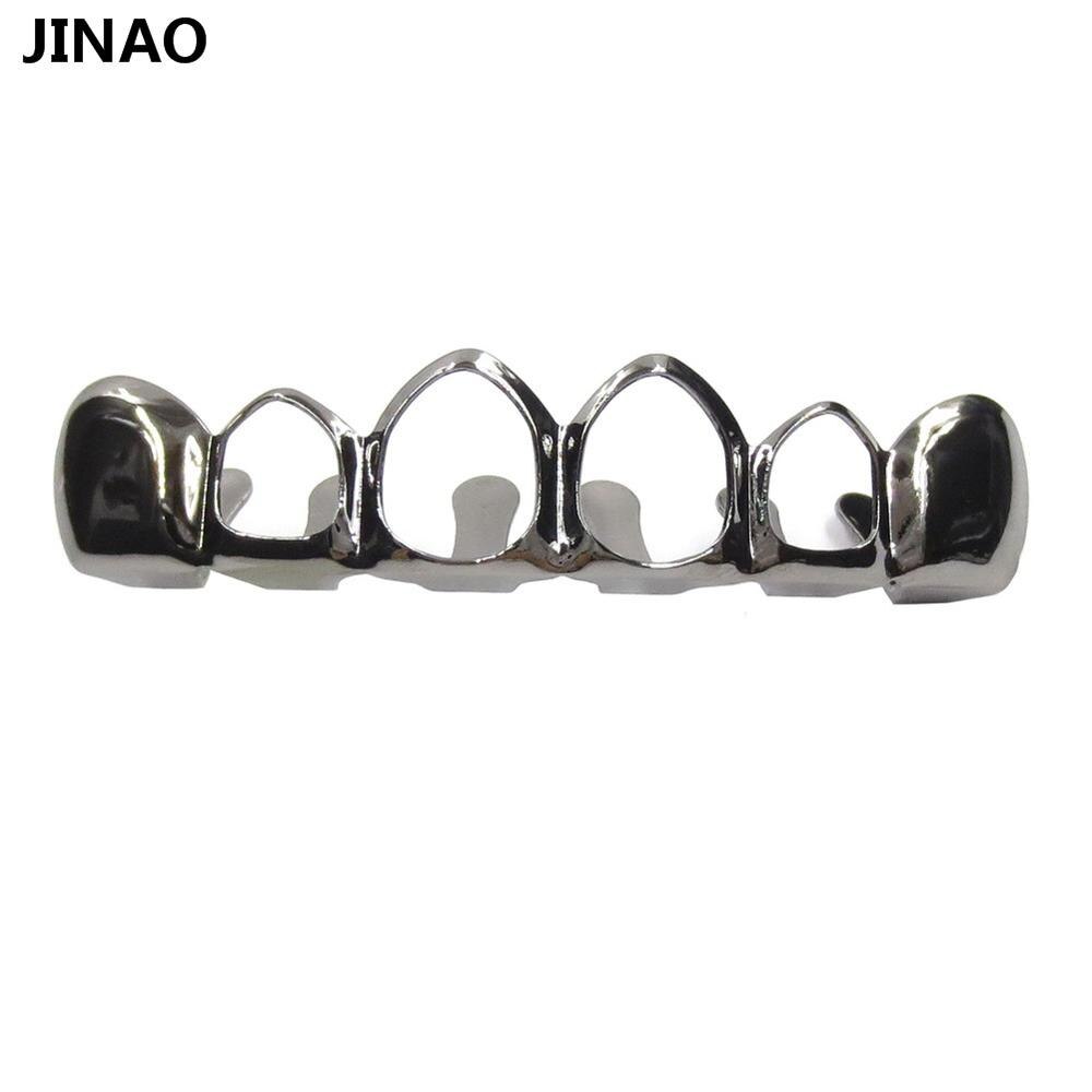 JINAO Hip Hop Gold Grillz Body Sieraden Vampire Hollow Grill Tanden Top & Bottom Grills Dental Mond Punk Tanden Caps cosplay Party: Black Top