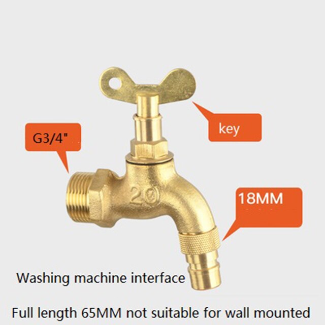 Wall Mount Brass Bibcock Washing Machine Tap Outdoor Garden Faucet With Lock Washing Machine Faucet car wash Faucet: H